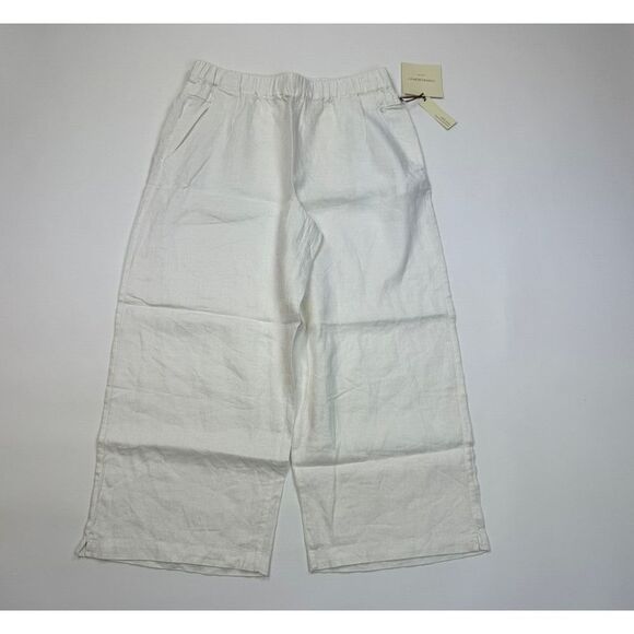 Cynthia Rowley Pants - Cynthia Rowley Linen Wide Leg Cropped Pants Women L NWT‎ Elastic Waist Pockets